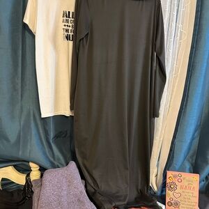 Black Long Sleeve Hoodie Dress